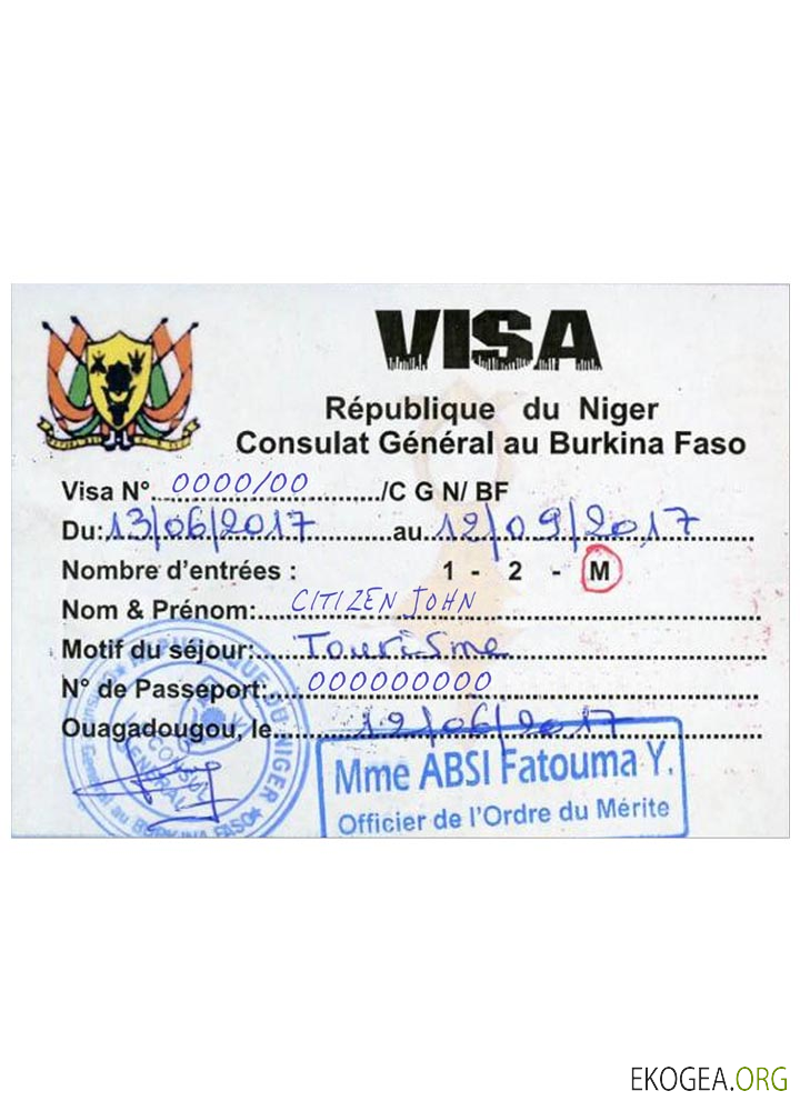 Visa de voyage NIGER